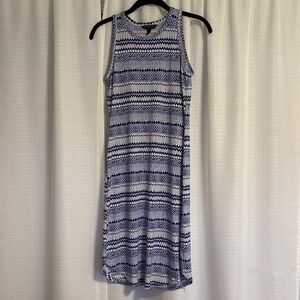 Banana Republic Navy and White Geometric Midi Dress